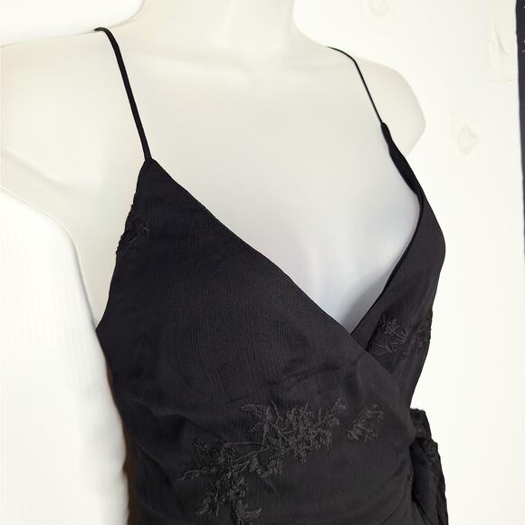 Lulus Fun Affair Floral Embroidered Tassel Midi Wrap Dress Large Whimsigoth - Picture 5 of 13